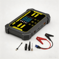 Démarreur de voiture avec pompe à air intégrée, écran numérique LED, chargeur portable multifonction, lampe torche pour voitures 12V essence/diesel