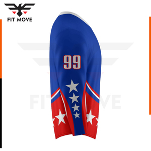 Maillot de hockey sur glace personnalisé à manches longues unisexe Vêtements de sport surdimensionnés pour adultes Service OEM d'entraînement pour sublimation du nom de l'équipe - Product Image 5