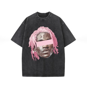 เสื้อยืดผ้าฝ้าย100% ซักลายสำหรับผู้ชายย้อนยุคเสื้อยืดทรงโอเวอร์ไซส์แขนสั้นสไตล์ฮิปฮอปแนวไฮสตรีทพิมพ์ลาย - Product Image 1