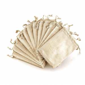 ผลิตภัณฑ์เกษตรที่เป็นมิตรต่อสิ่งแวดล้อม อาหาร ผลไม้ ผ้าลินินย่อยสลายได้ ถุงผ้าฝ้ายออร์แกนิคแบบมีเชือกผูก 40x50 - Product Image 1