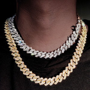 Cuban Chain Necklace 14mm Double Row Full Zircon Micro Set Hip Hop Men's Fashion Jewelry Geometric Design Gift - Product Image 3