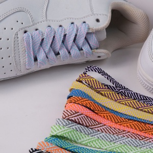 Lacets plats en polyester double couche de 1 cm de large, colorés et rayés, pour baskets et chaussures décontractées (vente en gros) - Product Image 3
