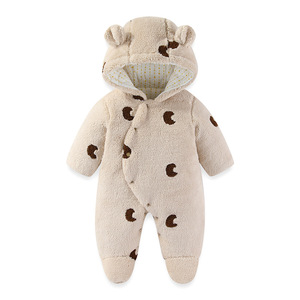 Venta al por mayor de fábrica/OEM Otoño Invierno bebé recién <span class=keywords><strong>nacido</strong></span> mono acolchado ropa polar capucha gruesa ropa de salida forrada polar - Product Image 2