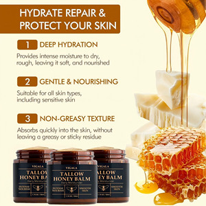 <span class=keywords><strong>Crème</strong></span> de suif de bœuf biologique nourrie à l'herbe, miel brut, hydratante, nourrissante, anti-âge, apaisante en profondeur, pour tous types de peaux, qualité supérieure - Product Image 2
