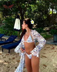 Logo personnalisé d'usine deux pièces string Bikini décolleté dos nu maillots de bain sexy imprimé en élasthanne/nylon pour vêtements de plage - Product Image 3