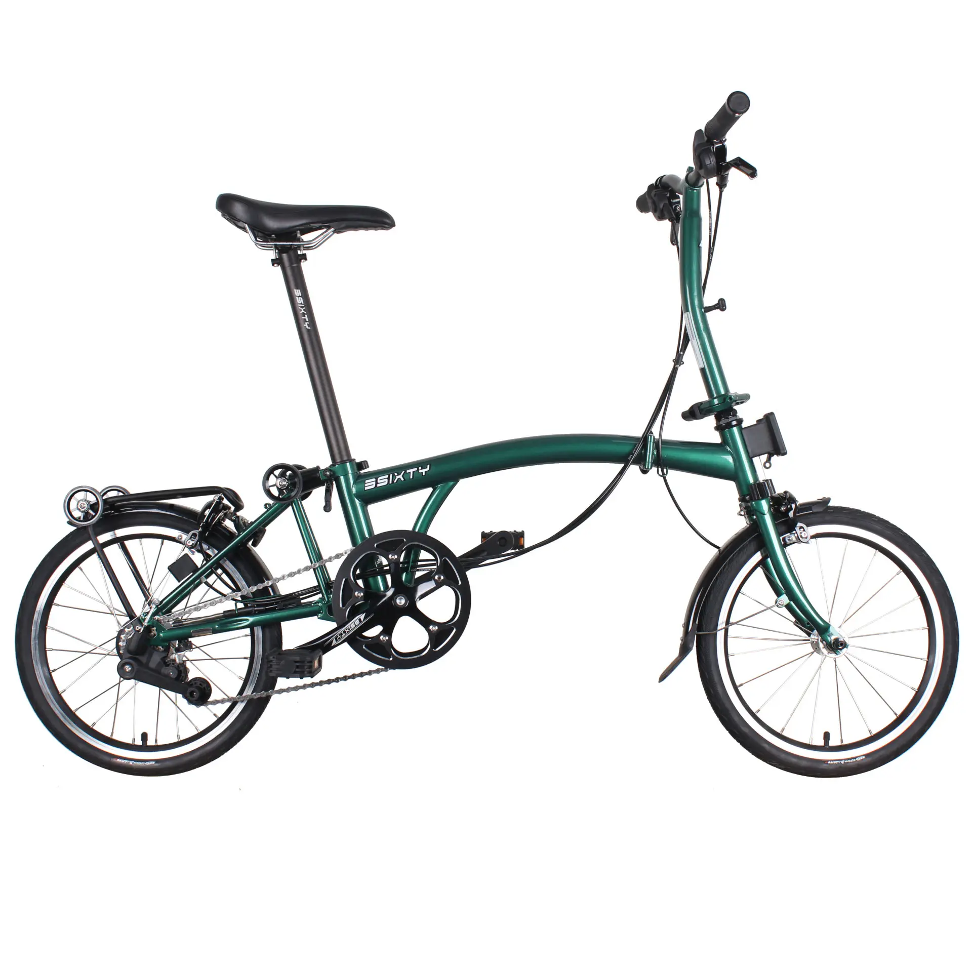 3Sixty Folding Bike 16 inch Folding Bicycle 6 speed Y-Bar S6 Post Green