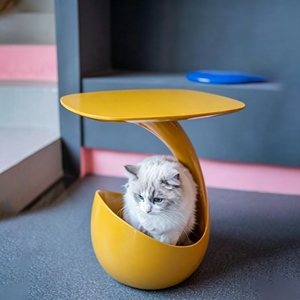 Mesa de Centro Personalizada con Cama para Gatos, Mesa Redonda Creativa para Sala de Estar Pequeña o Apartamento, Almacenamiento para Mascotas, Estilo Moderno y de Diseño - Product Image 3