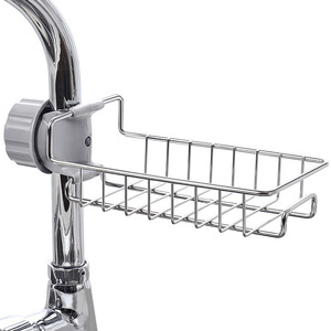 Kitchen Stainless Steel Storage Holder Adjustable Sink Soap Sponge Drain Organizer Hanging Faucet Rack