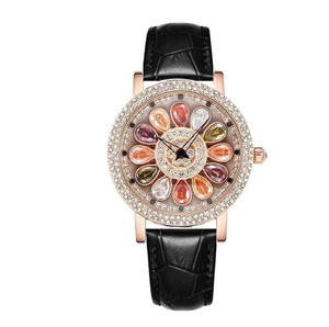 Relojes DFS14 para Mujer, Relojes de Pulsera de Moda, Relojes de Cuarzo Negros y Dorados de Lujo para Mujer, Reloj de Pulsera de Cuero Genuino para Mujer - Product Image 5