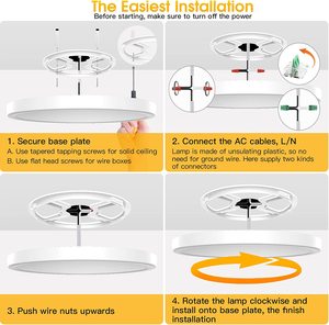 Adjustable Angle Flush Mount <strong>Ceiling</strong> <strong>Light</strong> <strong>Dimmable</strong> Timed 2.4G Remote <strong>LED</strong> <strong>Lights</strong> for Bedroom 3000K/4000K/6500K 3 Color 12 Inch - Product Image 6