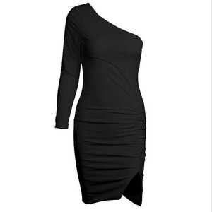 Abito estivo Cross-border europa e gli stati uniti Sexy <span class=keywords><strong>monospalla</strong></span> a maniche lunghe irregolare plissettato - Product Image 4