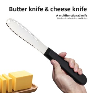 Wholesale Butter <b>Knife</b> Holes Cheese Dessert Stainless Steel Jam Cutlery Toast Wipe Bread Cutter Kitchen Tools - Product Image 1