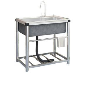 Support de lavabo de balcon poli moderne en acier inoxydable à fente unique fait à la main - Product Image 2