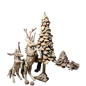 Figura de Árbol de Navidad Hecha a Mano con Raíz de Teca Sólida, Tallada con Temática Animal, Decoración Navideña para el Hogar, Arte y Coleccionismo Empresarial - Product Image 1