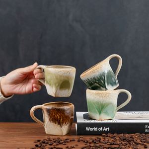 Tasse à café vintage en céramique avec anse, dégradé de couleurs, en poterie rustique, pour le bureau, capacité 300 ml, tasse à eau en porcelaine - Product Image 1