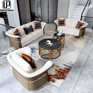 Juego de Muebles de Sala de Estar Estilo Francés, Estilo Campestre, Mini Conjunto Artístico de Terciopelo y Cuero, Suministro de Fábrica - Product Image 4