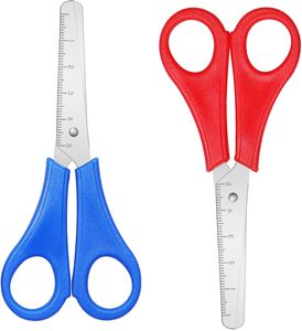 Tijeras para Niños y Estudiantes - Punta Redonda Anti-Rayaduras para Medir y Cortar con Precisión, para Manualidades en Papel, Seguras y Suaves - Product Image 1