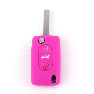 Grosir diskon besar penutup Fob kunci mobil Remote pintar casing kunci silikon untuk Peugeot