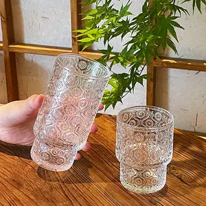 Tasse à café en verre vintage fantaisie Offre Spéciale Ensemble de verres à motifs en verre cylindrique