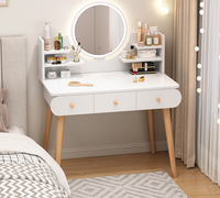 Commode de chambre moderne et simple couleur crème avec miroir éclairé, armoire de rangement haut de gamme en ardoise, commode tout-en-un