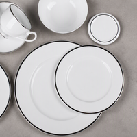 Vente en gros de vaisselle européenne en céramique fine Silver Line 16pcs vaisselle de table en porcelaine kit de vaisselle kit de vaisselle