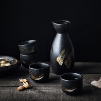 Ensemble de saké en porcelaine japonaise, 5 pièces, motif vagues océaniques, pour bar à domicile