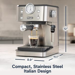 Machine à expresso De'Longhi Classic Signature 15 bars avec <span class=keywords><strong>pompe</strong></span> italienne, fonctions vapeur et cappuccino, plateau d'égouttement réglable et affichage visuel - Product Image 4