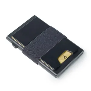 Portefeuille mince personnalisé pour hommes, porte-cartes pop-up Portefeuille de cartes de crédit d'entreprise minimaliste avec blocage RFID