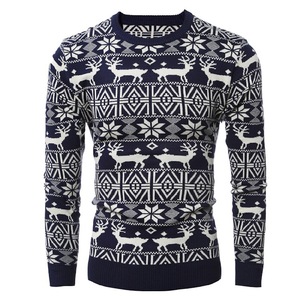 Pulls épais à tricoter de taille européenne pour hommes, motif de flocon de neige de Noël et de renne, pour l'hiver à manches longues, vente en gros - Product Image 5