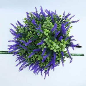 Boule de topiaire artificielle en <span class=keywords><strong>houx</strong></span> et lavande, résistante aux UV, pour décoration de jardin extérieur, 57 cm, avec piquet de fixation au sol, LO-507 - Product Image 3