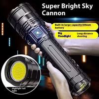 Projecteur LED rechargeable blanc, lampe torche en aluminium zoomable, tactique EDC, USB, étanche IP68, camping en plein air, faisceau de 1000 m