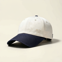 Vintage gewassen katoenen twill baseballcap crème marineblauw tweekleurig 6-paneels zachte distressed dad hat unisex verstelbaar