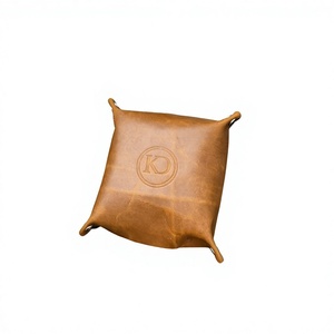Leather <b>Desk</b> Storage Tray Square Valet Tray <b>Foldable</b> Organizer Custom Logo Desktop Sundries Holder - Product Image 1
