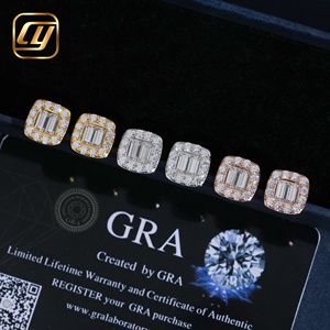 Luxury 18K Gold Plated Moissanite <b>Stud</b> Earrings <b>Emerald</b> Cut Geometric Design Unisex Everyday Wear Jewelry - Product Image 3