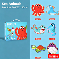 Puzzle d'animaux en gros morceaux, 6 thèmes, ensemble de puzzles pour tout-petits, jouet éducatif, boîte cadeau pour garçons et filles
