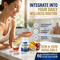 Capsules de Glutathion Complexe 500mg OEM Complément Alimentaire Antioxydant Éclaircissant pour la Peau 60 Capsules Végétales Marque Privée