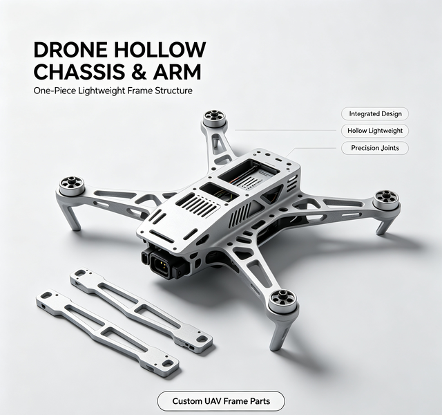 CNC Custom Machining Service, UAV Integrated Hollow Chassis & Frame Arm Samples, Drone Structural Spare Parts