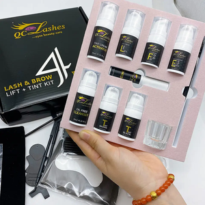 Kit de permanente pour <span class=keywords><strong>cils</strong></span> et sourcils 4-en-1 professionnel pour usage domestique, marque privée, vegan, avec formule liquide pour lamination et teinture des sourcils - Product Image 1