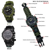 Montre de survie, montre de survie en plein air, montre à cordon en nylon tressé avec pierre à allumeur, montre sport analogique-numérique pour homme, étanche