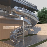 Escalier en colimaçon gain de place pour intérieur avec glissière en acier forgé/aluminium/acier inoxydable 304, escalier en colimaçon extérieur en métal avec glissière