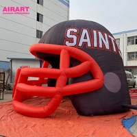 Casque gonflable de couleur rouge et noir, tunnel de casque gonflable de décoration de compétition pour l'extérieur