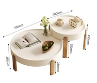 Table basse ronde moderne de style crème lumineuse meubles de salon à panneaux en bois de conception nordique simple de luxe