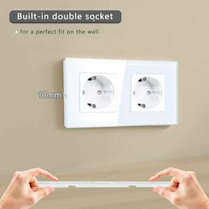 Prise murale UBARO série F 157 mm EU 16A 250V avec panneau en verre trempé, double prise Schuko, norme électrique allemande - Product Image 3