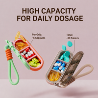 Boîte à pilules portable à 3 compartiments, étanche à l'humidité, organiseur de pilules hebdomadaire pour voyage avec cordon en silicone, vente en gros OEM