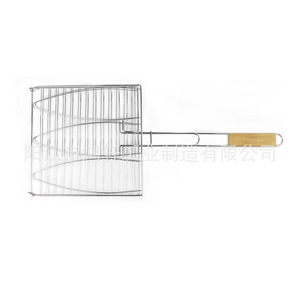 Filet de cuisson carré en maille pour barbecue avec poignée en bois, durable pour la cuisson en extérieur Hx S020 - Product Image 2