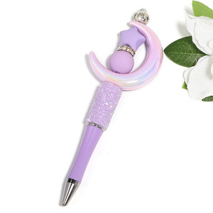 Diseño innovador, cuentas acrílicas luminosas, color ultravioleta, galvanoplastia, Luna, Agujero vertical, bolígrafo, accesorios, media luna - Product Image 2