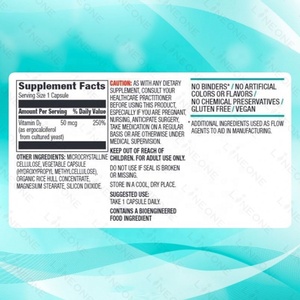 Vitamina D en Cápsulas, 2000 UI (50 mcg), D2, Vegana, Dos Ingredientes, en Oferta - Product Image 2