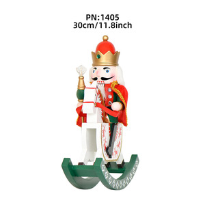 Figurine Casse-Noisette en Bois <span class=keywords><strong>Cheval</strong></span> à Bascule de 30 cm pour Décoration de Noël - Product Image 2