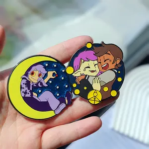 Fabricage Rose Vergulde Glitter Anime Cartoon Zacht Hard Email Pin Custom Reversspeld Op Maat