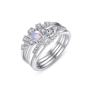 LUOTEEMI Trendy <span class=keywords><strong>Couple</strong></span> plaqué or blanc Rhodium Combinaison de la bague pour l'éternité de l'amour véritable Bague Turquie - Product Image 1